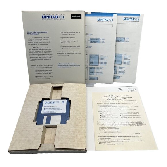 Minitab 8 Student Edition Macintosh Statistical Software Vtg 3.5" Floppy Disk - Picture 7 of 7